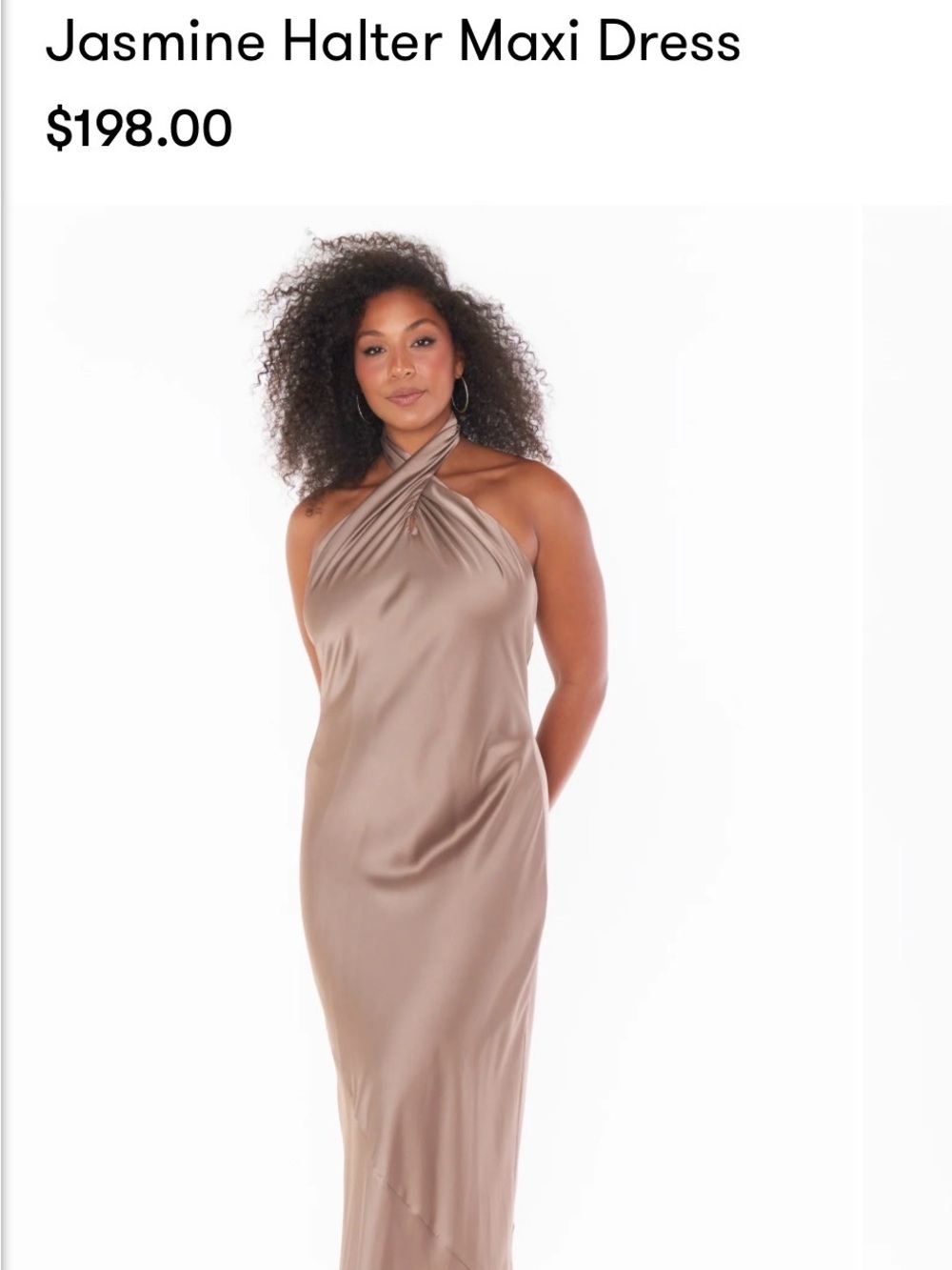 Satin Halter Maxi Dress in Taupe